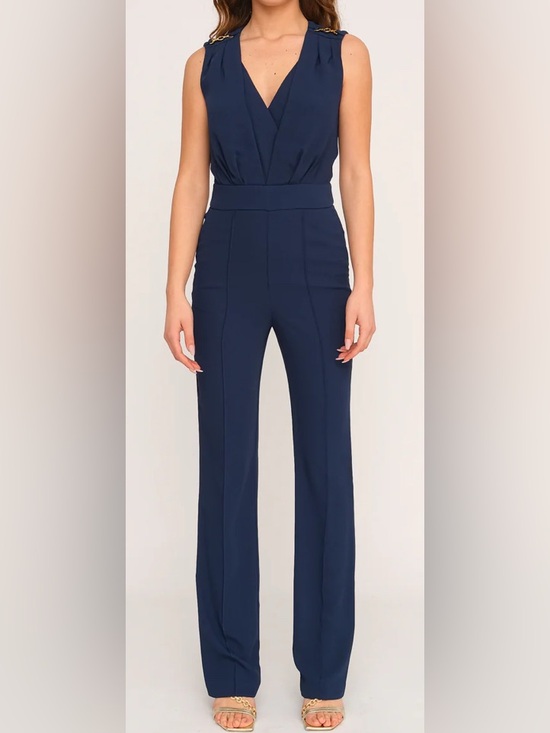Guess by Marciano Pants - Guess by Marciano -NEW -Sleeveless Navy Jumpsuit featuring unique gold hardware